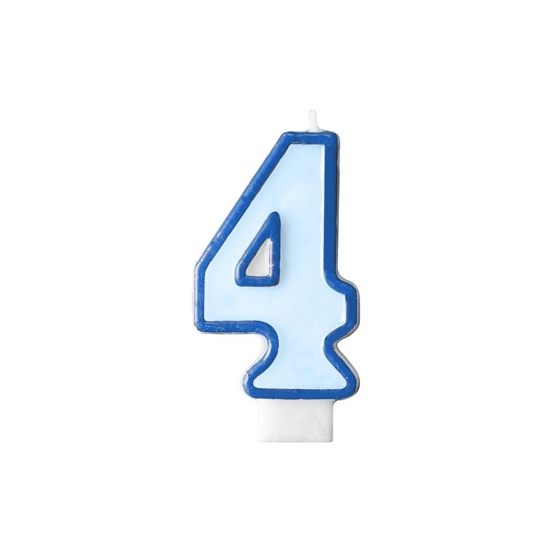 Lumanare aniversara pentru tort, Cifra 4, Albastru
