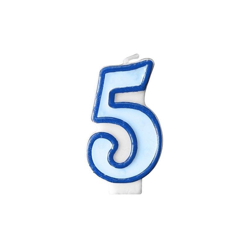 Lumanare aniversara pentru tort, Cifra 5, Albastru
