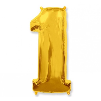 Balon Folie Figurina, Auriu, Cifra 1 Balon Folie Figurina, Auriu, Cifra 1