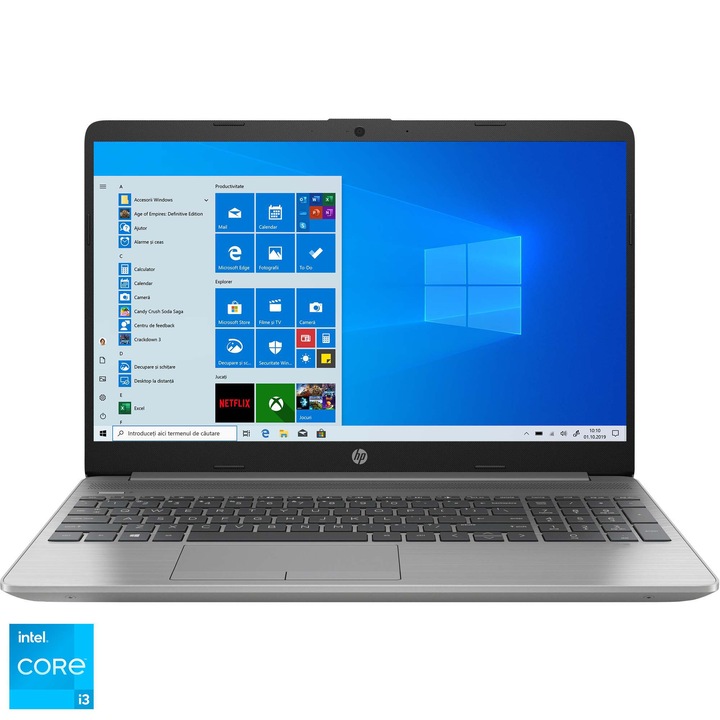 Laptop HP 250 G8 cu procesor Intel Core i3-1115G4, 15.6", Full HD, 8GB, 256GB SSD, Intel UHD Graphics, Windows 10 Pro, Asteroid Silver