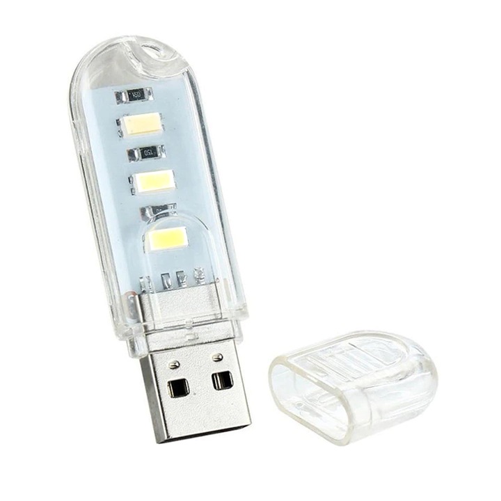 Minilampa USB AndrexNET, 3 leduri, lumina rece