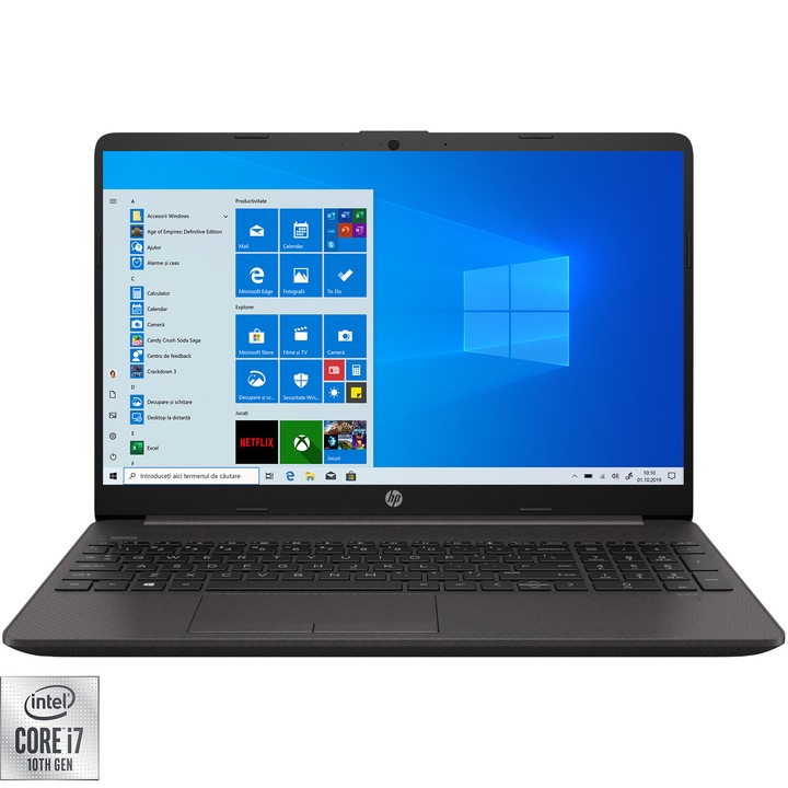 Laptop HP 250 G8 cu procesor Intel Core i7-1065G7, 15.6", HD, 8GB , 256GB SSD, Intel Iris Plus Graphics, Windows 10 Pro, Dark Ash Silver