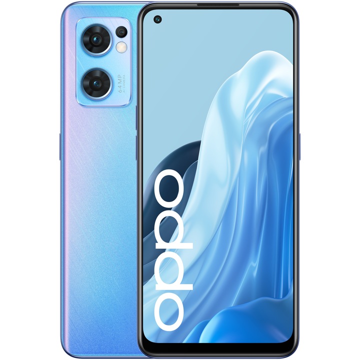 Oppo Reno7 5G Mobiltelefon, Kártyafüggetlen, Dual SIM, 256GB, 5G, Kék