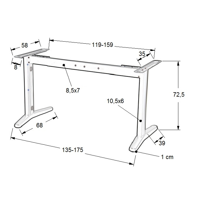 cadru-pentru-birou-stl-metal-lungime-reglabila-inaltime-72-5-cm