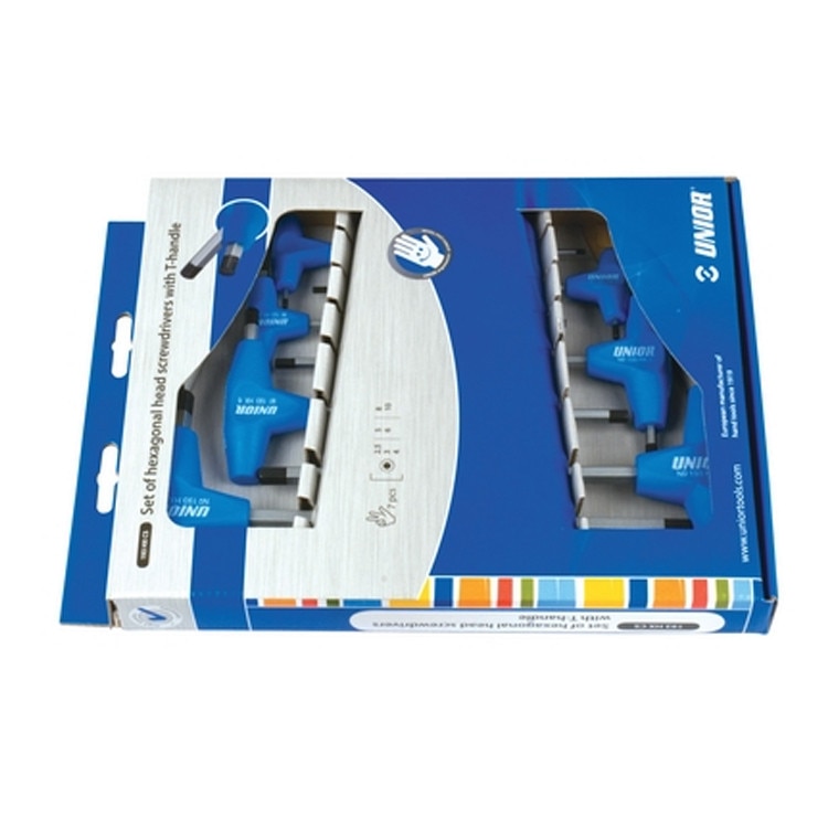 Set de surubelnite cu cap hexagonal sferic in cutie de carton, marca Unior compus din 7 piese