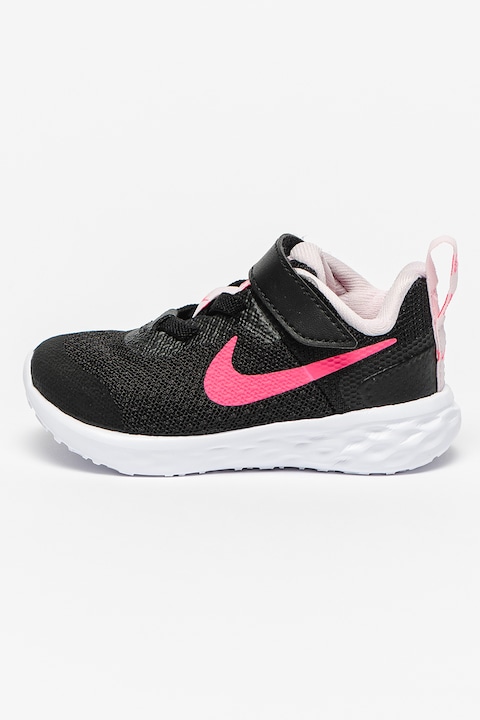 Nike, Олекотени спортни обувки Revolution 6 с велкро, Розово/Черен