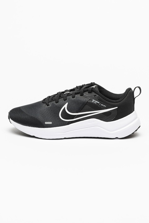 Nike, Pantofi cu logo pentru alergare Downshifter 12, Alb/Negru