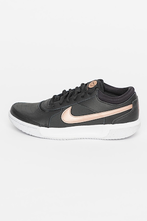 Nike, Кожени тенис обувки Zoom Court Lite, Бронз/Черен