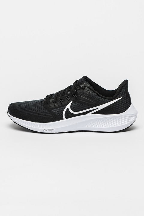 Nike, Pantofi din plasa tricotata, pentru alergare Air Zoom Pegasus 39 Road, Alb optic/Negru