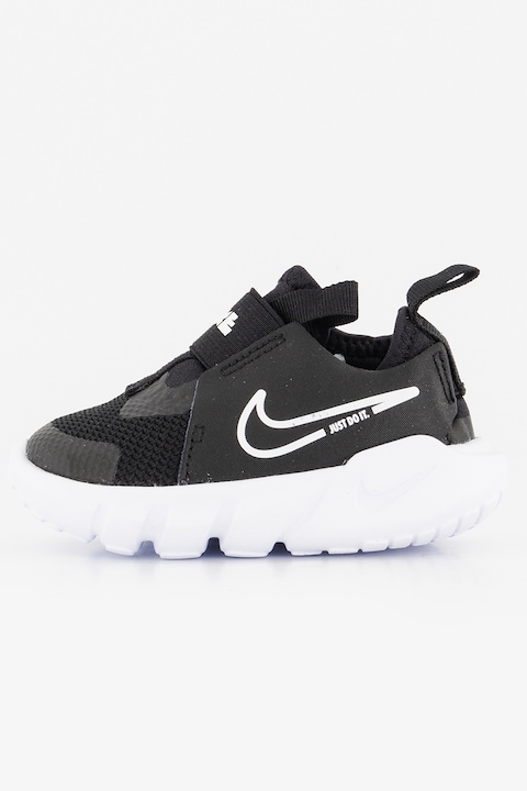 Nike, Pantofi sport slip-on cu insertii de piele Flex Runner 2, Alb/Negru