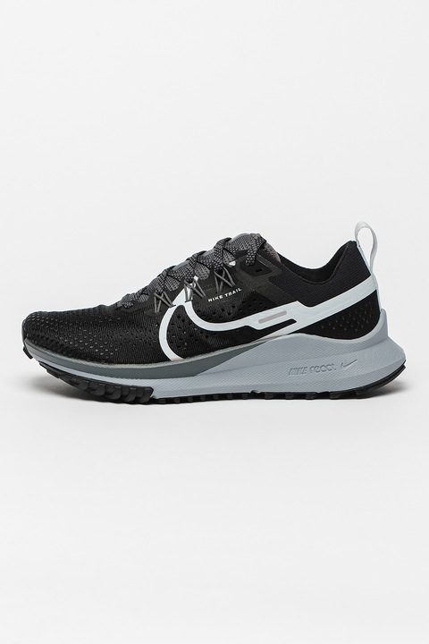 Nike, Pantofi cu model perforat pentru alergare React Pegasus Trail 4, Gri inchis/Negru