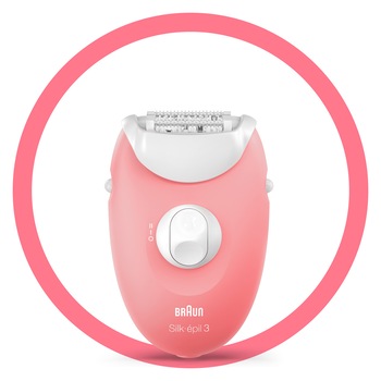 Epilator Braun Silk-epil 3 SE3-176, 20 pensete, 2 viteze, alb/roz