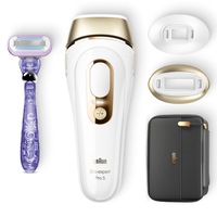 Epilarea cu ipl Braun Silk-expert IPL PL5147, Senzor Skin pro 2.0, Pana la 125 blituri/minut, Alb/Auriu