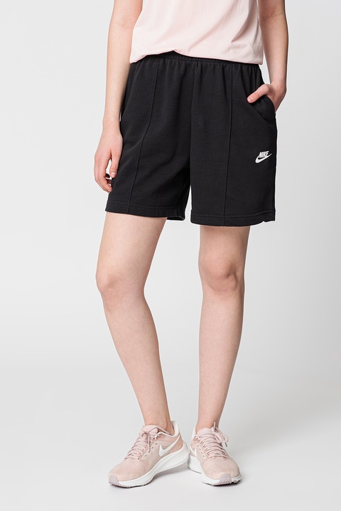 Nike, Бермуди с лого отзад, Бял/Черен, XS