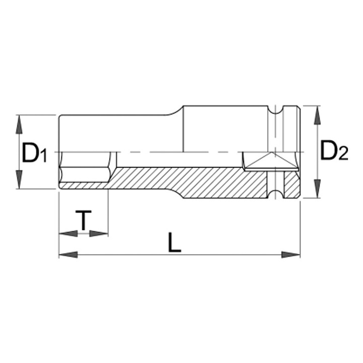 Unior IMPACT Csőcsavarkulcs fej, 1/2" hosszú, 32 mm átmérő