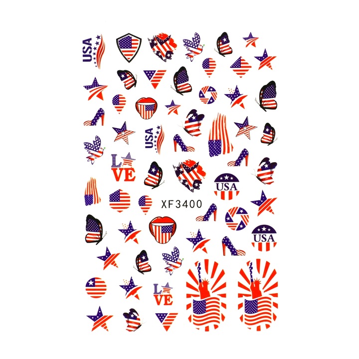 Stickere pentru decor unghii, America, XF3400