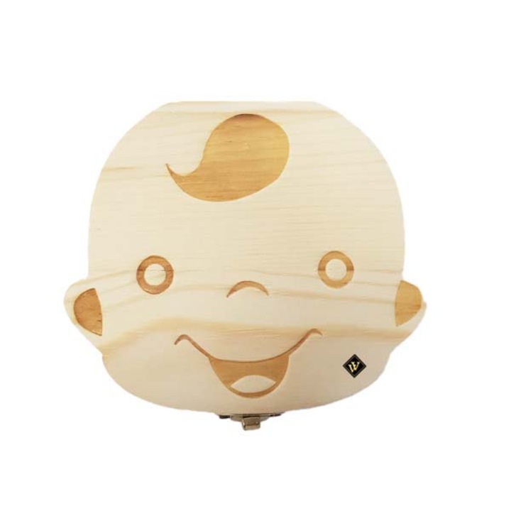Cutiuta din lemn pentru dintisori de lapte - baiat, 13 x 13 x 3 cm