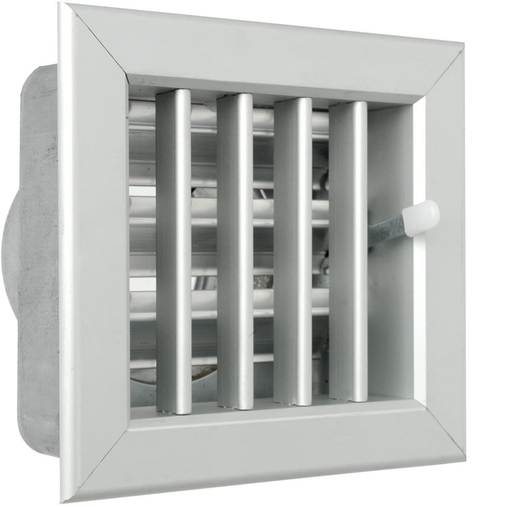 Grila ventilatie metalica pentru seminee, La Ventilazione, inox, 14 x 13 cm pentru tubulaturi de 80mm