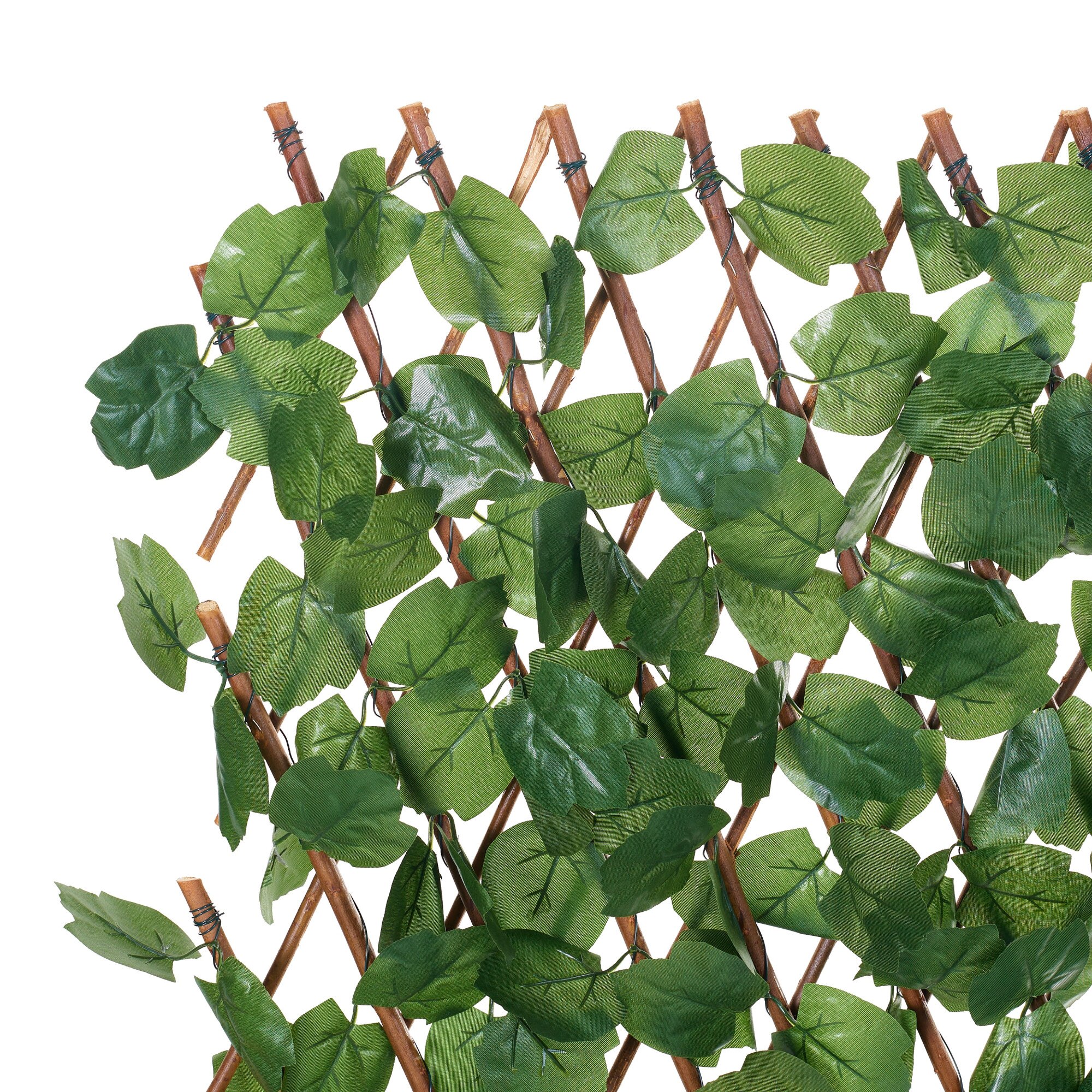 Разтегателен зелен параван Fieronart, изработен от ракита и изкуствени