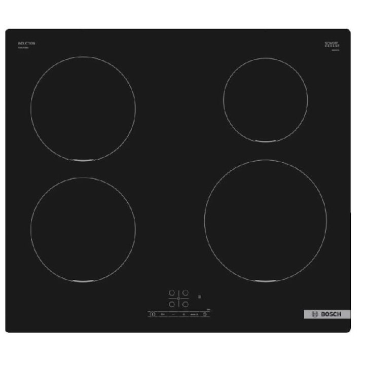 Индукционен плот Bosch PUE611BB5D, 4 зони на готвене, Touch control, 3700W, Черен