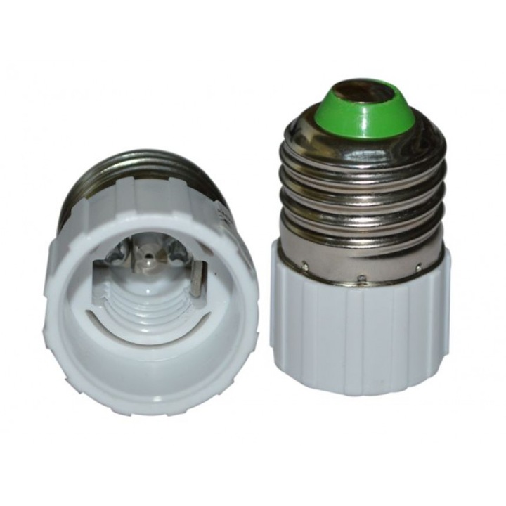 Adaptor Lightex, De la E27 la E14, Metal, Alb