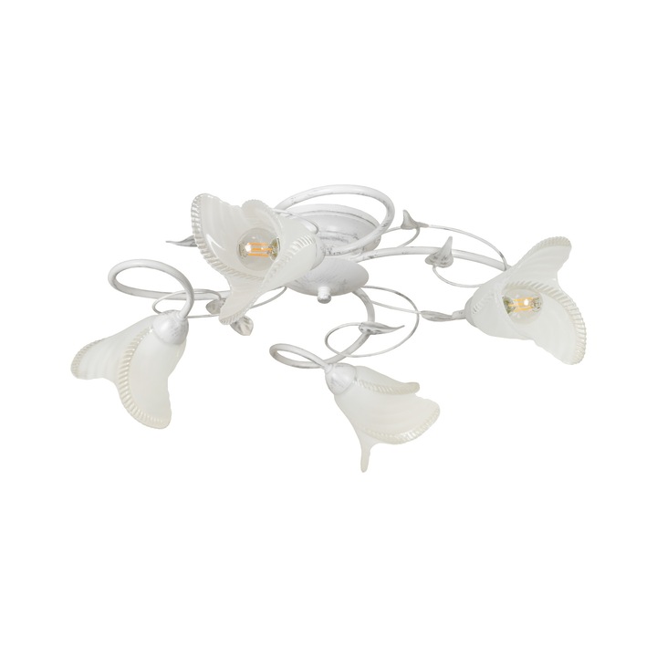 Candelabru Lightstyle Laura, 4xE14, Alb/argintiu