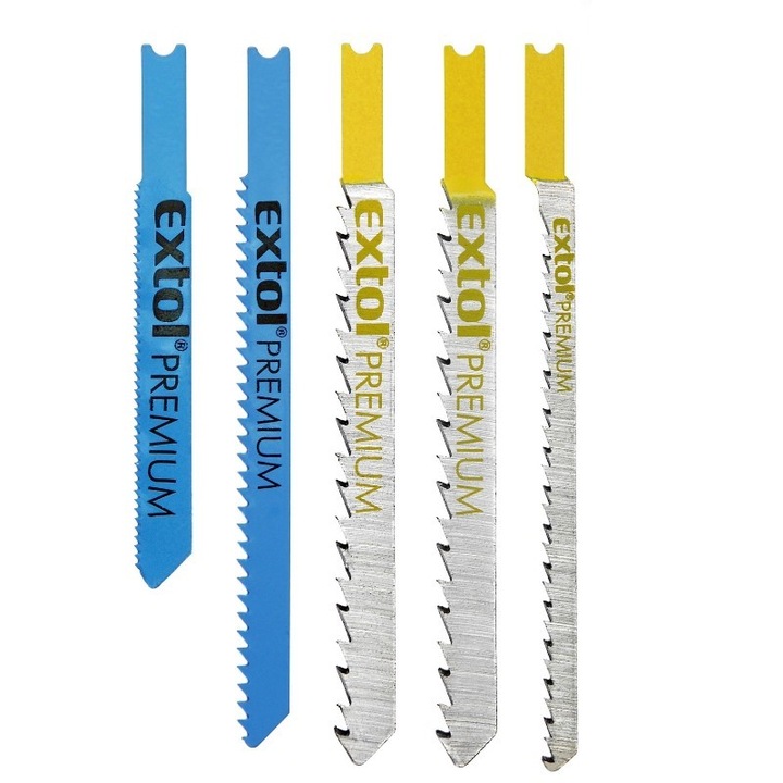 Set 5 lame fierastrau vertical mix, Extol Premium, Bi-metal, HSS