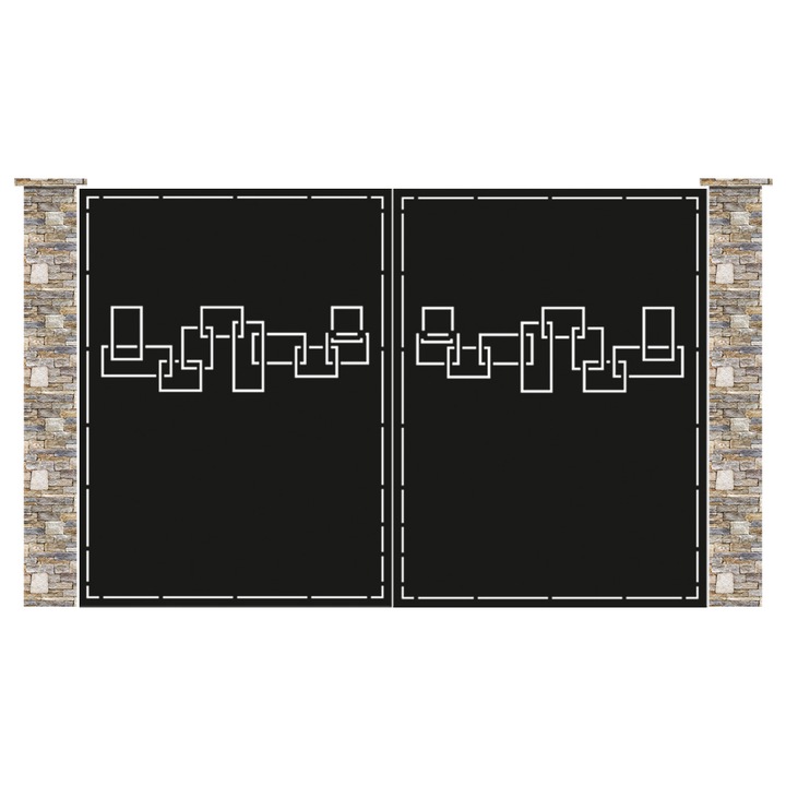 MONDRIAN modell lézerrel vágott fémlemez autóbeálló kapu, 3000x2000 mm, Ferrobrand