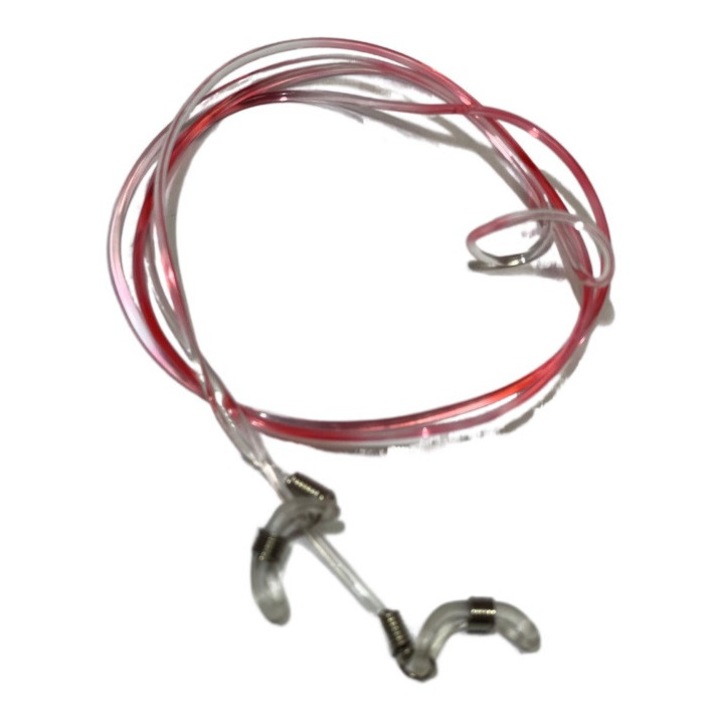 Snur pentru ochelari din material silicon, rosu - transparent, 67cm