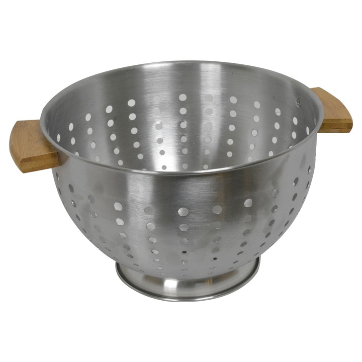 Strecuratoare din inox cu manere din bambus, Frandis, inox/bambus