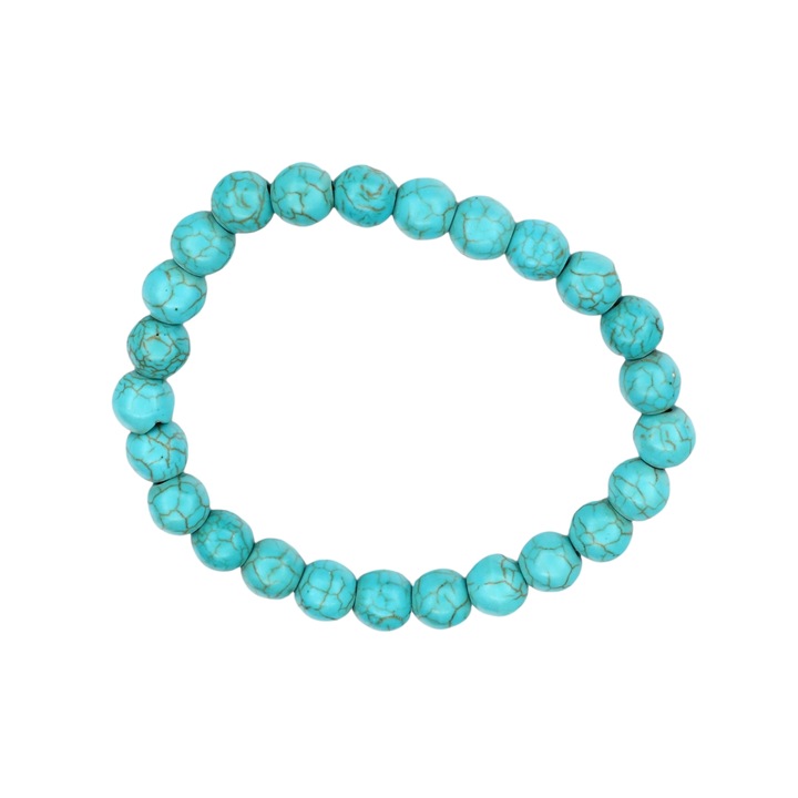 Bratara cu pietre semipretioase, NO127, Turcoaz, Albastru, 7 cm