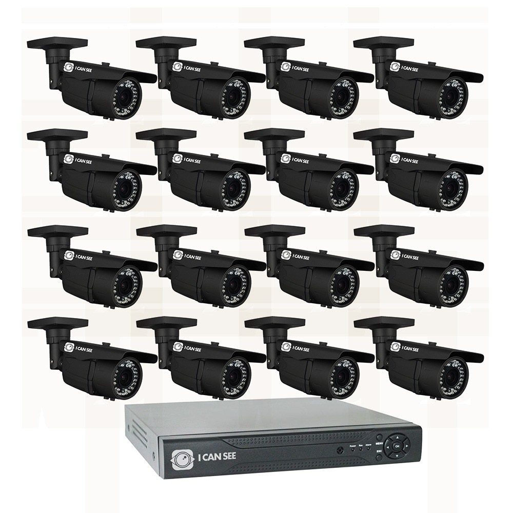 Kit supraveghere ICANSEE ICS-KU130-16MV, cu 16 camere de exterior, DVR 16 canale HD 1080p, 2 canale audio