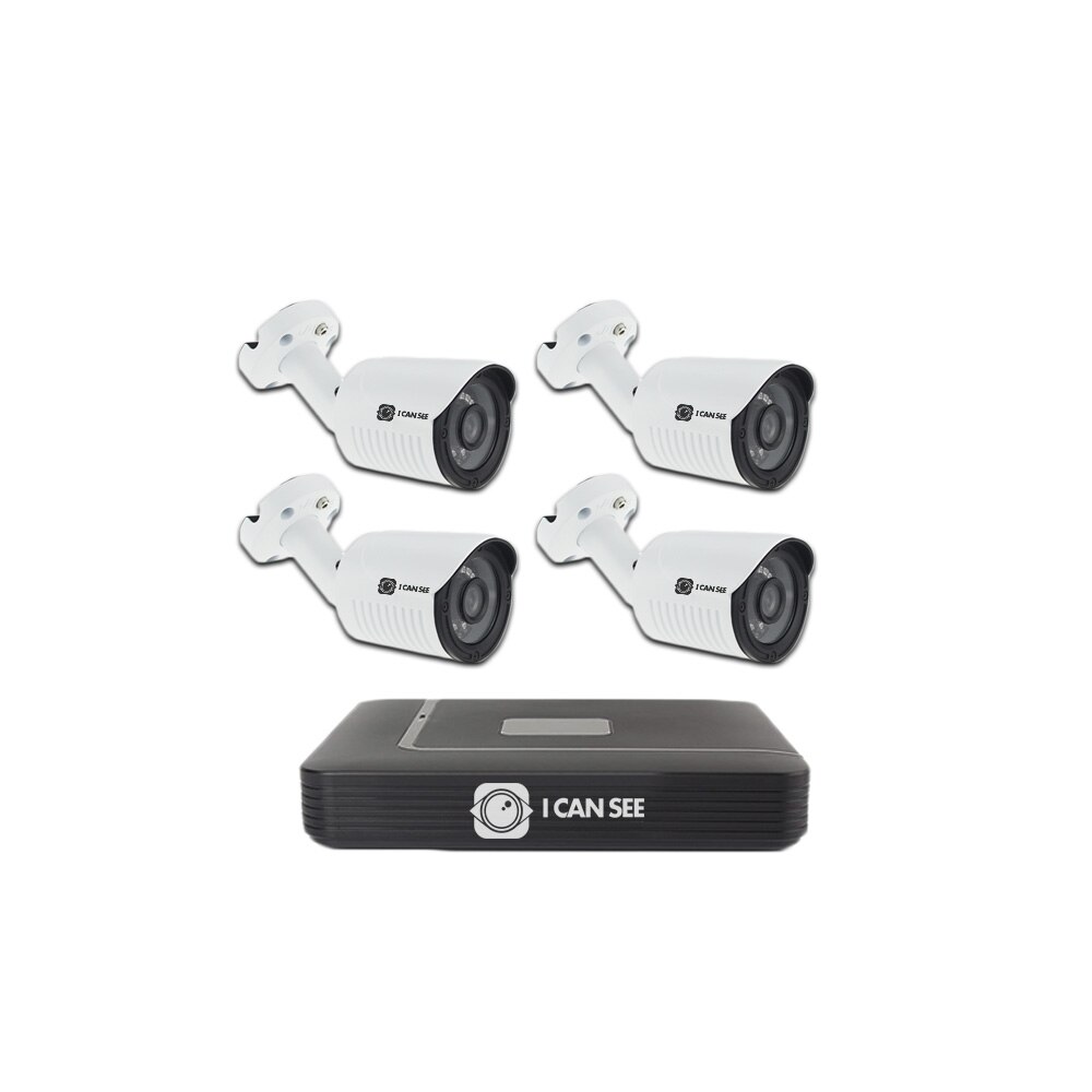 Kit supraveghere ICANSEE ICS-KIP240-4S, cu 4 camere de exterior, IP ONVIF, Full HD 1080p, DVR HIBRID 4 canale Full HD 1080p, 1 canal audio