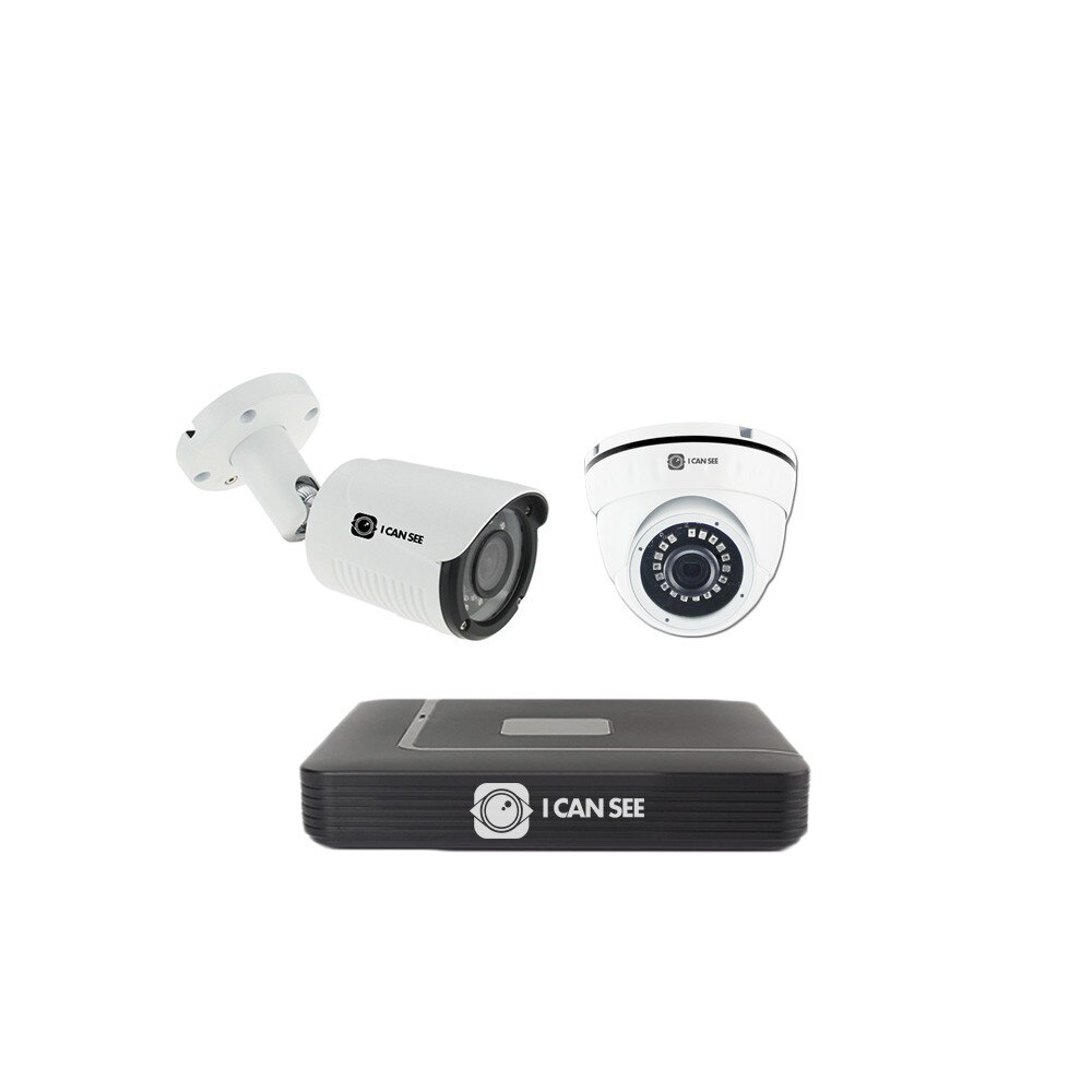 Kit supraveghere ICANSEE ICS-KIP240-1A1S, cu o camera de interior si una de exterior, IP ONVIF, Full HD 1080p, DVR HIBRID 4 canale Full HD 1080p, 1 canal audio