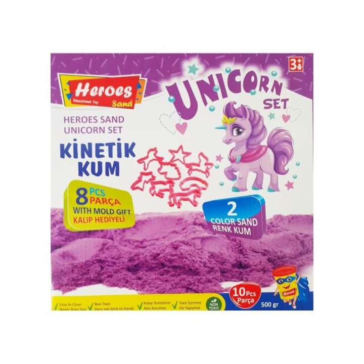 Kinetic sand: unikornis homokgyurma szett öntőformákkal 500g