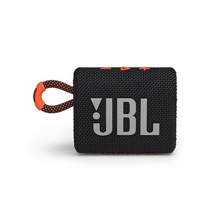 Преносима колонка JBL, GO3, Bluetooth, IPX67, Черна/Оранжева