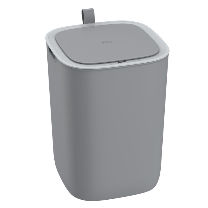 Кош за отпадъци със сензор EKO, Morandi Smart, обем 12 л, безшумно отваряне/затваряне на капака, сензорни бутони, светлинни индикатори, ергономична дръжка, компактен дизайн, сив
