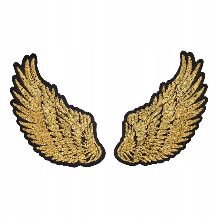 Petic Textil, Little Angel, Aripi, 2 bucati, Auriu, 5 cm x 9.5 cm