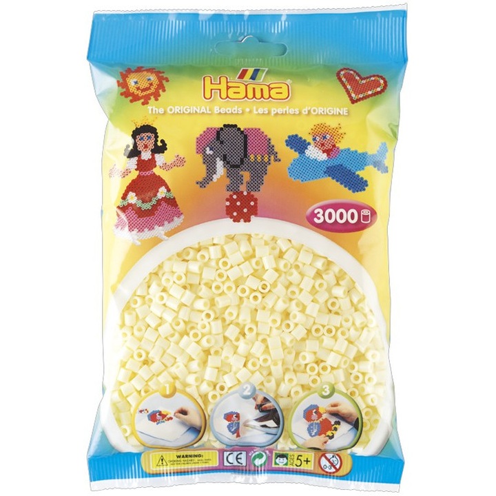 Set de 3000 margele de calcat Hama midi crem in pungulita
