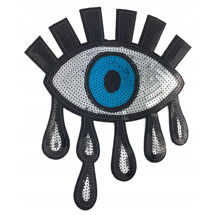 Petic Textil, Little Angel, Plange ochi, paiete, srebry, 23 cm x 26 cm