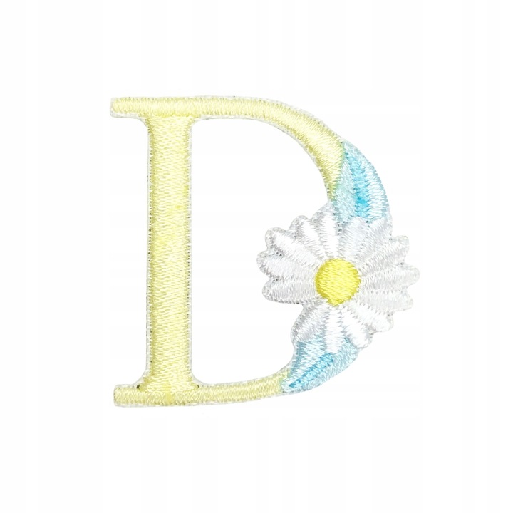 Petic Textil, Little Angel, Scrisoare d cu flori, Galben, 3.5 cm x 3.5 cm