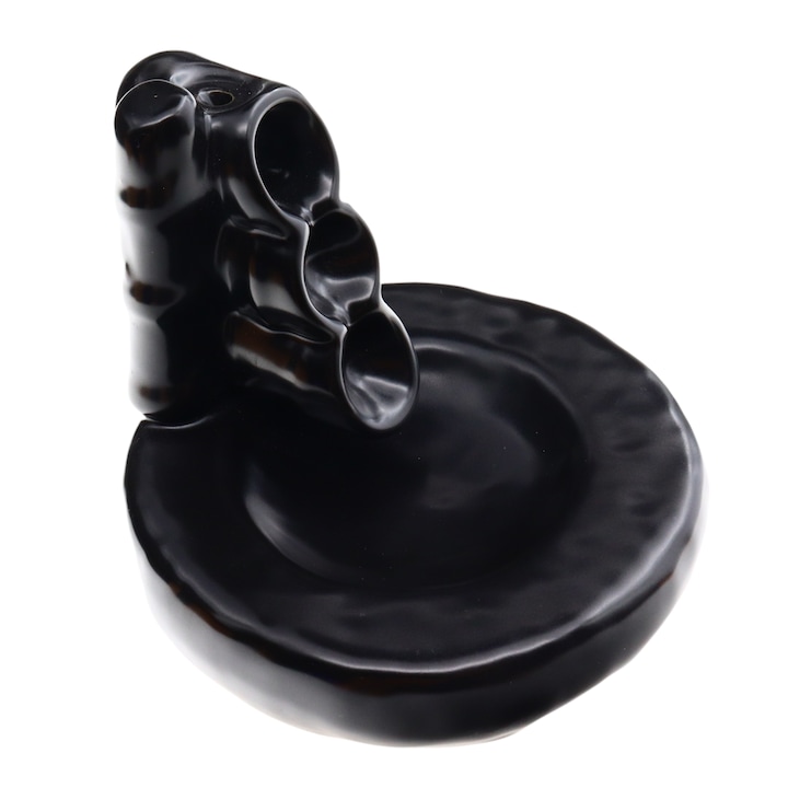 OEM NO5988 Backflow illatos kúp tartó, aromaterápia, vízesés hatás, Feng Shui, 9 x 11 cm, fekete