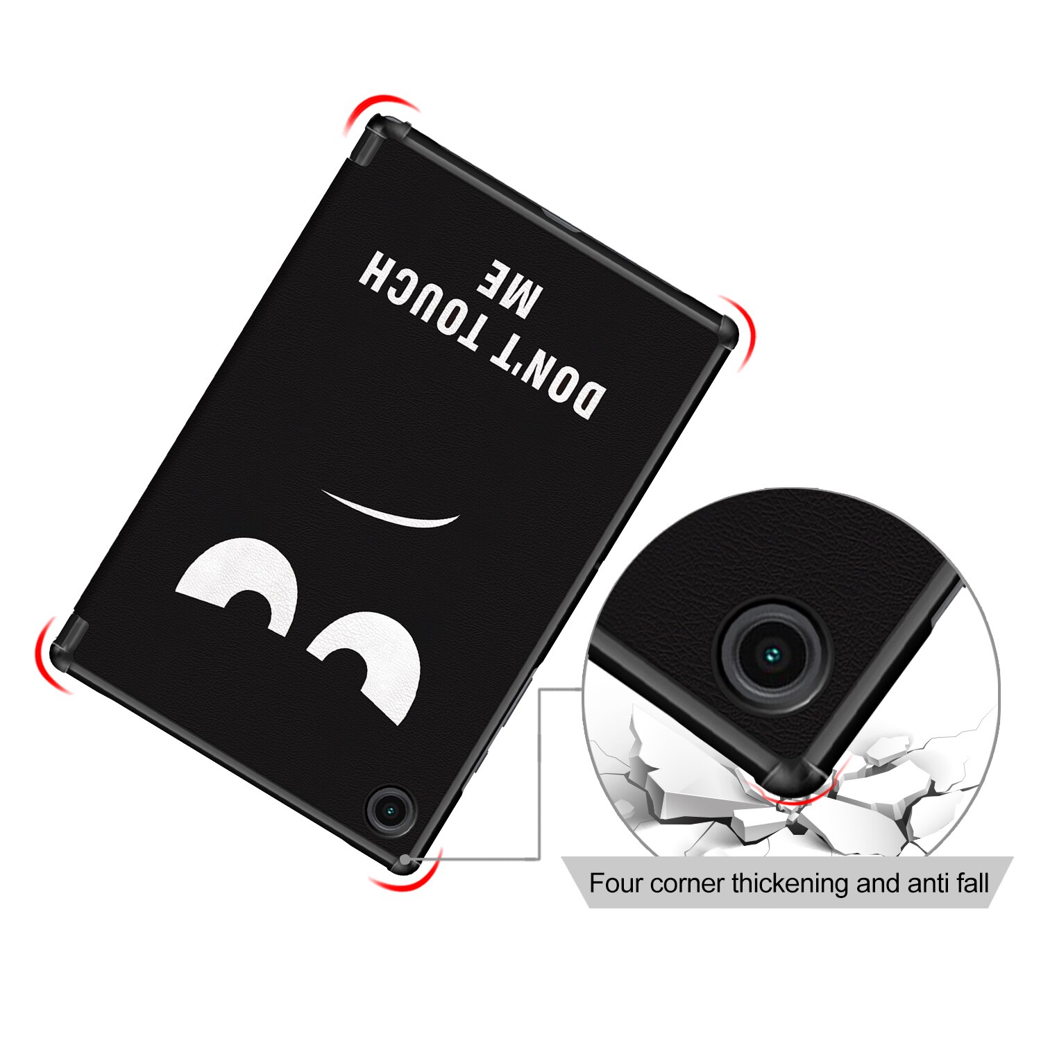 Husa de protectie tableta, HUEIROY, Compatibil cu Samsung Galaxy Tab A8, Negru/Alb