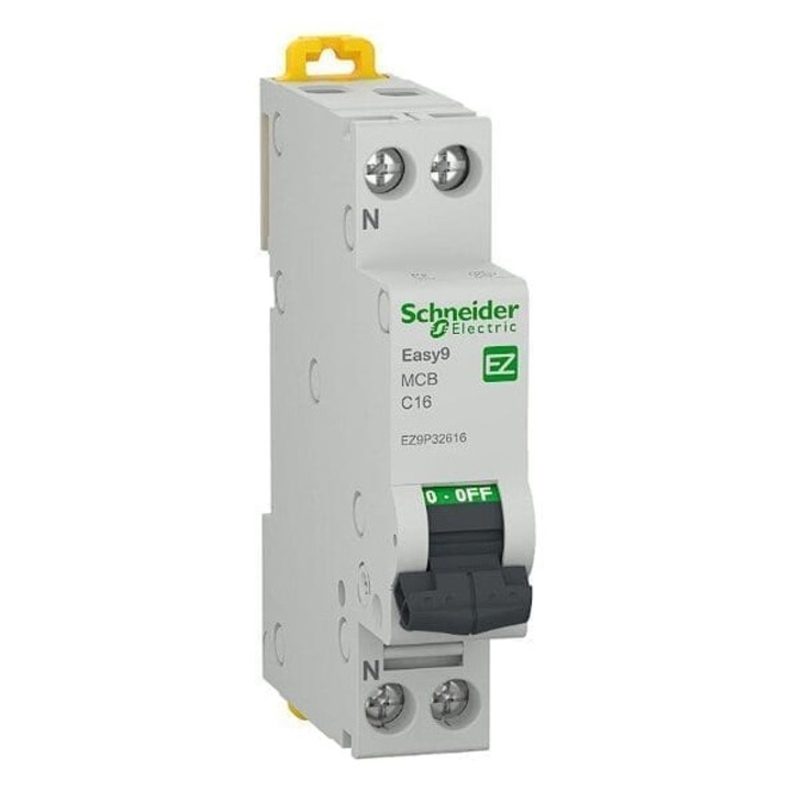 Siguranta Automata 1P+N 16A, Schneider Easy9 EZ9P32616, 4500 C, termo-magnetic, Clipsabil