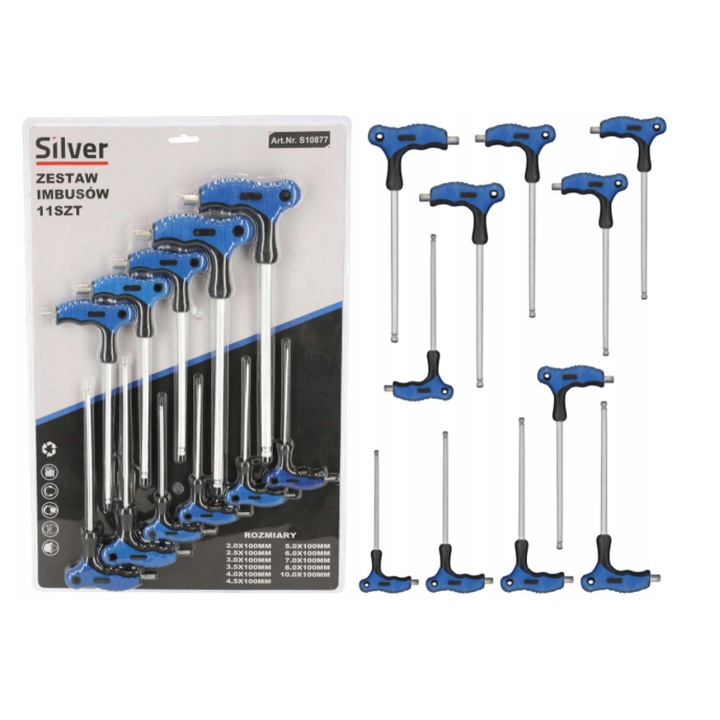 Set 11 chei imbus lungi cu maner T2-T10 (S10877)