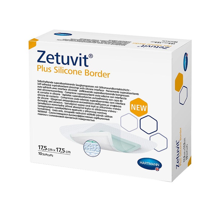 Set 10 pansamente pentru rani Zetuvit, Hartmann, Silicon, 17,5x17,5cm