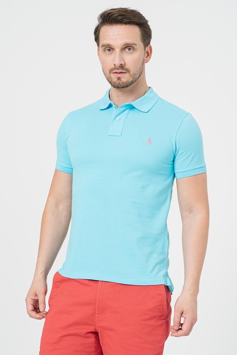 Polo Ralph Lauren, Tricou polo slim fit cu logo Core, Albastru aquamarin