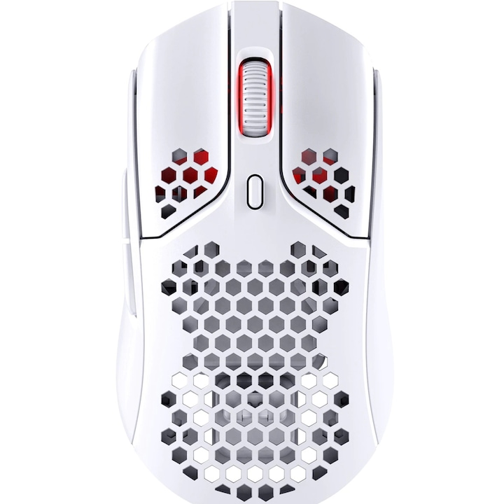 Безжична мишка Gaming HyperX Pulsefire Haste, 16000 DPI, Ултралека (59 гр), Сензор Pixart 3335, 2,4Ghz, Автономия до 100 de ore, 6 бутона, Софтуер NGENUITY, PTFE skates, Бял