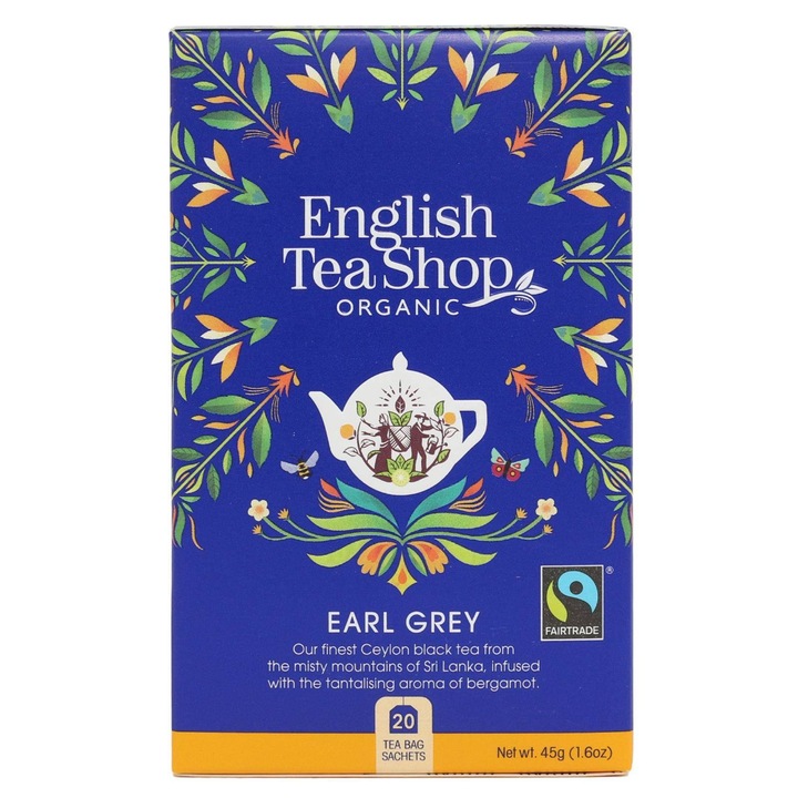 Черен чай Ърл Грей, English Tea Shop, Бергамот, Био, 45 гр