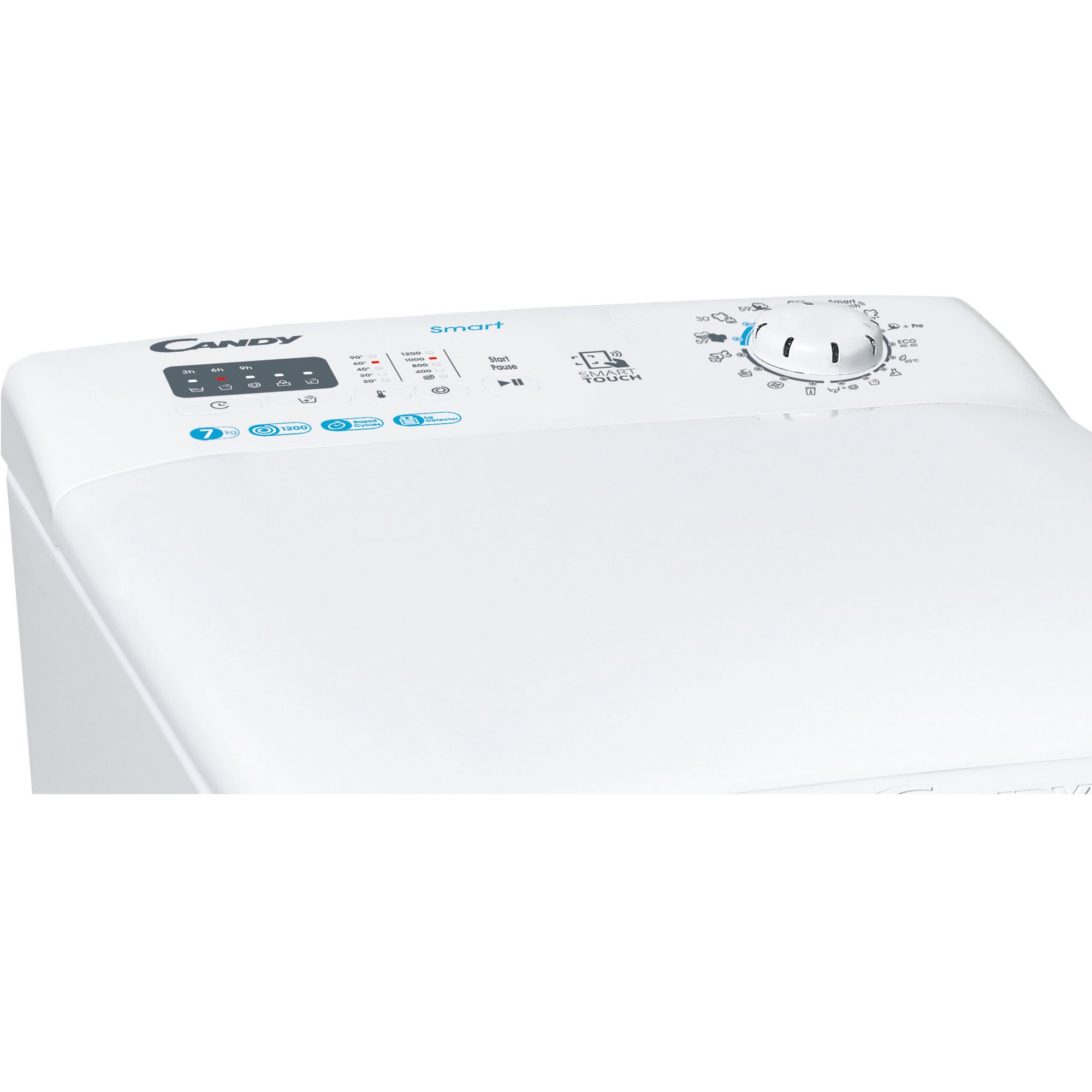 Masina de spalat rufe cu incarcare verticala Candy CST 27LET/1-S, 7 kg, 1200 rpm, Clasa E, programe Hygiene, Alb